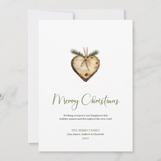 Cozy Boho Earthy Pine Wreath Christmas Greeting シーズンカード (正面)