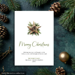 Cozy Boho Earthy Pine Wreath Christmas Greeting シーズンカード