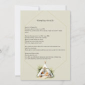 Cozy boho Glamping teepee bridal shower sleepover 招待状 (裏面)