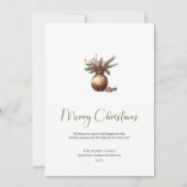 Cozy Boho Pine Wreath Minimalist Christmas Card シーズンカード (正面)