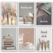 Cozy Book Club Reading Aesthetic Sticker Sheet シール (正面)