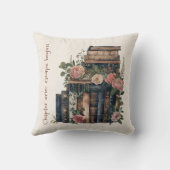 Cozy Book Stack & Soft Floral Accent for Book Love クッション (裏面)