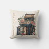 Cozy Book Stack & Soft Floral Accent for Book Love クッション (正面)