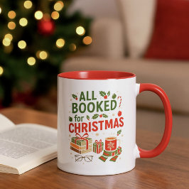 Cozy Booked for Christmas Red Green for Readers マグカップ