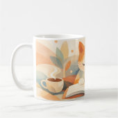 Cozy Bookish Cat Abstract Coffee Mug – Soft Pastel コーヒーマグカップ (左)