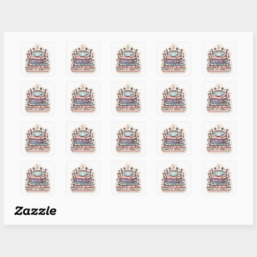 Cozy Bookstack & Coffee ステッカー - 読書は私のペ (シート)
