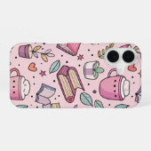 Cozy Bookworm Coffee iPhone Case Reading Lover  16ケース (裏面横)