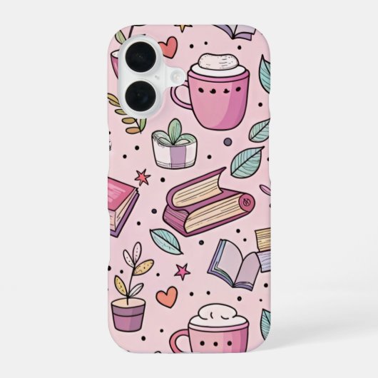 Cozy Bookworm Coffee iPhone Case Reading Lover  16ケース (裏面)