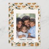 Cozy Botanical Orange Holiday Photo Card シーズンカード (正面/裏面)