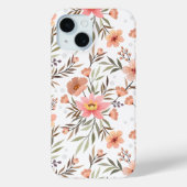 Cozy Botanical Peach Floral Polka Dot iPhone 15  Case-Mate iPhoneケース (裏面)