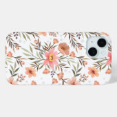 Cozy Botanical Peach Floral Polka Dot iPhone 15  Case-Mate iPhoneケース (裏面 (横))