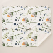 Cozy Botanical Watercolor Fleece Blanket シェルパブランケット (正面(横))