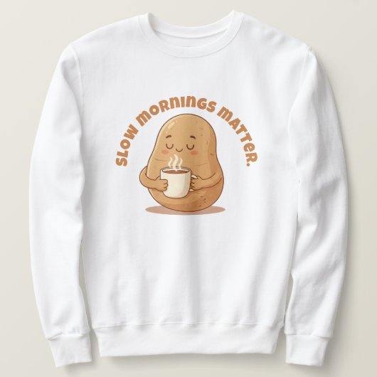 Cozy Brown Cartoon Potato Warm Mug Morning Art スウェットシャツ (デザイン正面)