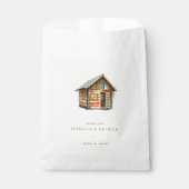 Cozy Brown Watercolor Log Cabin フェイバーバッグ (正面)