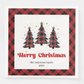 Cozy Buffalo Christmas Napkin Personalized (正面)