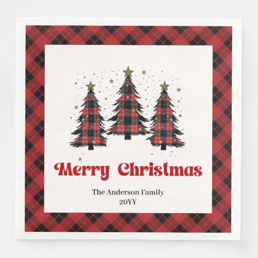 Cozy Buffalo Christmas Napkin Personalized (正面)