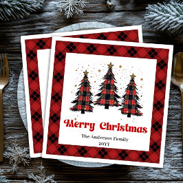 Cozy Buffalo Christmas Napkin Personalized