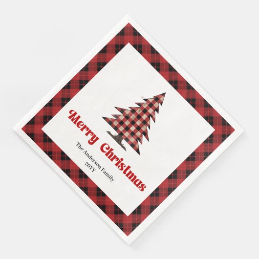 Cozy Buffalo Plaid Christmas Napkin Customizable (コーナー)
