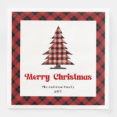 Cozy Buffalo Plaid Christmas Napkin Customizable (正面)