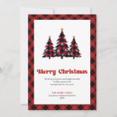 Cozy Buffalo Plaid Tree Christmas Greeting シーズンカード (正面)
