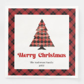 Cozy Buffalo Plaid Tree Napkin Holiday Design (正面)