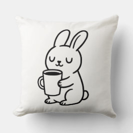 Cozy Bunny Coffee Doodle クッション
