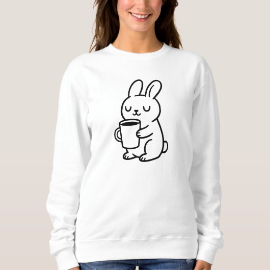 Cozy Bunny Coffee Doodle スウェットシャツ (正面)