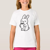 Cozy Bunny Coffee Doodle Tシャツ (正面)