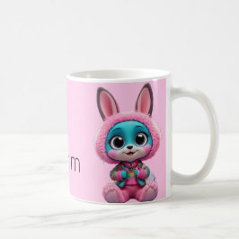 Cozy Bunny Mug – ピンクのフードに可愛いブルーラビット コーヒーマグカップ