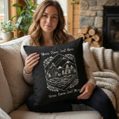 Cozy Cabin Decor River Mountain Your Text クッション