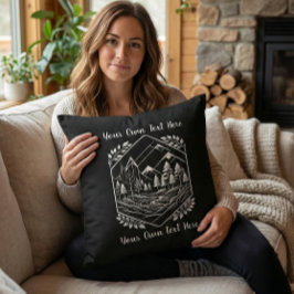 Cozy Cabin Decor River Mountain Your Text クッション