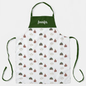 Cozy cabin monogram name Christmas エプロン (正面)