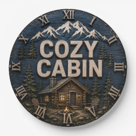 Cozy Cabin Rustic Mountain Log Cabin Lodge ペーパープレート