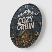 Cozy Cabin Rustic Mountain Log Cabin Lodge ラージ壁時計 (傾斜)