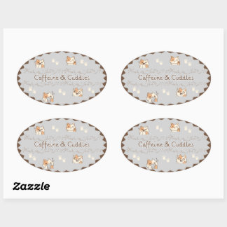 Cozy Café Cats Stickers 楕円形シール