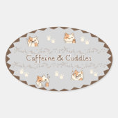 Cozy Café Cats Stickers 楕円形シール (正面)