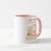 Cozy Cafe Kawaii Cute Kitty Cat Coffee Sweet Pink  マグカップ (正面右)