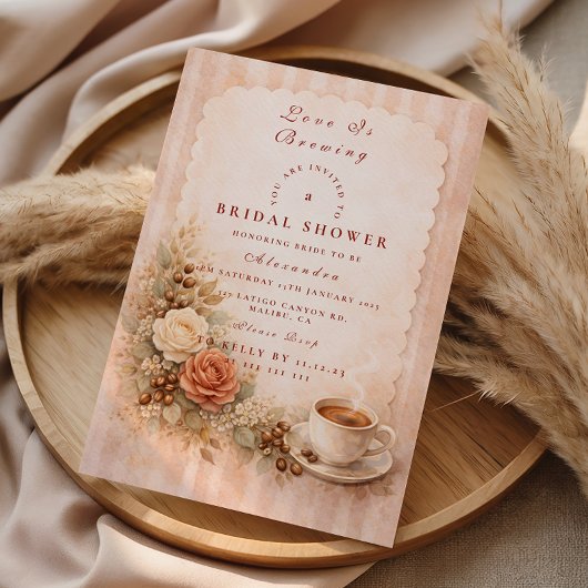 Cozy Cafe Romance Bridal Shower 招待状