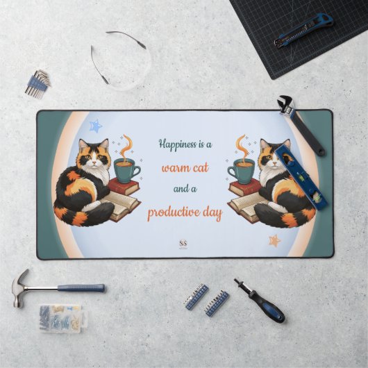 Cozy Calico Cat Productive Day Desk Mat デスクマット (ワークステーション)