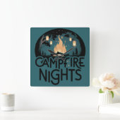 Cozy Campfire Nights Rustic Outdoor Adventure スクエア壁時計 (ホーム)