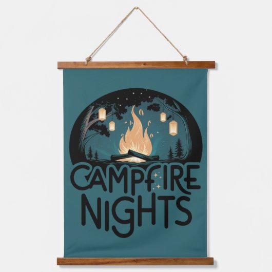 Cozy Campfire Nights Rustic Outdoor Adventure 吊り下げ型タペストリー (正面)