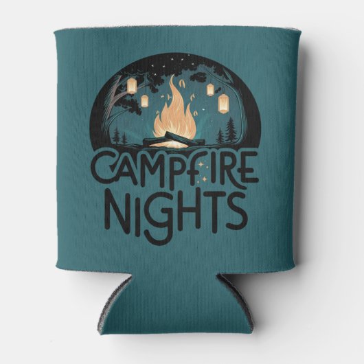 Cozy Campfire Nights Rustic Outdoor Adventure 缶クーラー (正面)