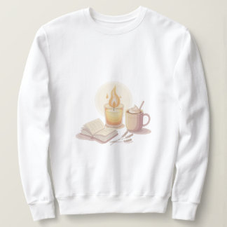 Cozy Candle and Hot Chocolate Illustration スウェットシャツ