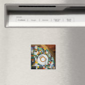 Cozy Cappuccino on Mosaic Table Coffee Photo マグネット (インサイチュ (食洗機))