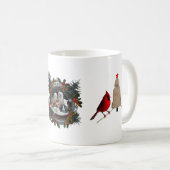 Cozy Cardinal Birds Knit Hat Christmas Tree  コーヒーマグカップ (正面右)