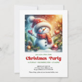 Cozy cartoon snowman invite holiday cheer editable 招待状 (正面)