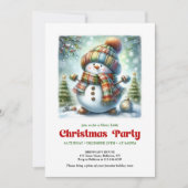 Cozy cartoon snowman invite joyful party printable 招待状 (正面)