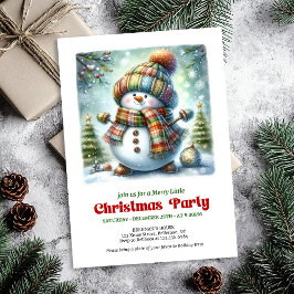 Cozy cartoon snowman invite joyful party printable 招待状
