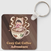 Cozy Cat Coffee Adventure Art キーホルダー (裏面)