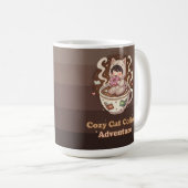 Cozy Cat Coffee Adventure Art コーヒーマグカップ (正面右)